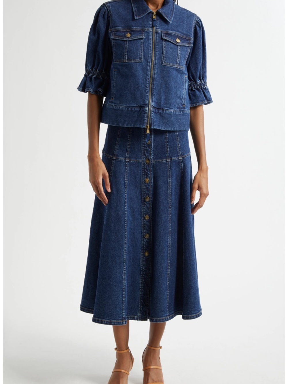 Cinq a Sept Veena Oceane A Line Denim Midi Skirt Sz. 6